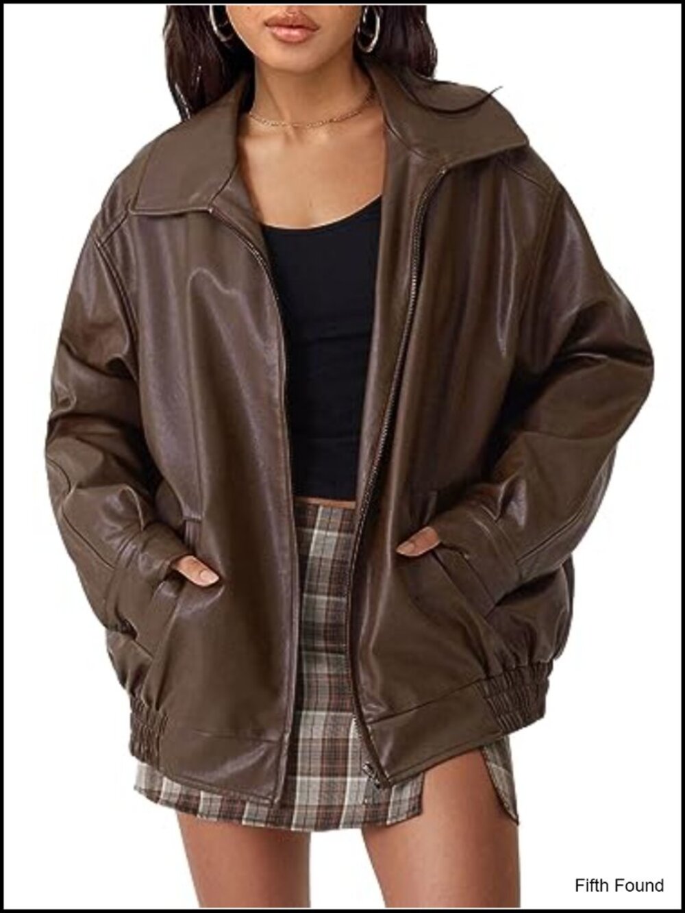 Oversized Faux Leather Jacket Vegan Water Resistant Fall Winter Moto Coat